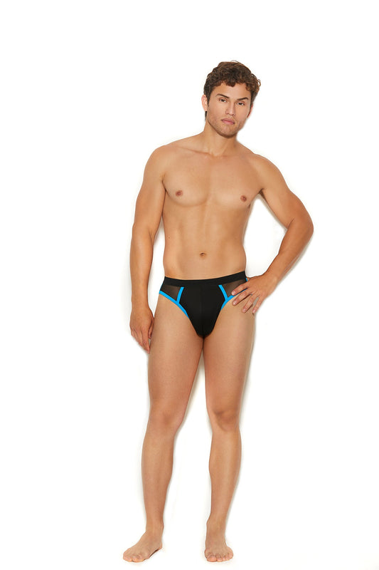 Men's mesh and lycra jock strap with turquoise trim.. 
